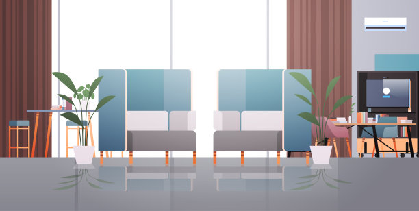 空的联合办公中心现代办公室内开放空间与家具水平图片下载