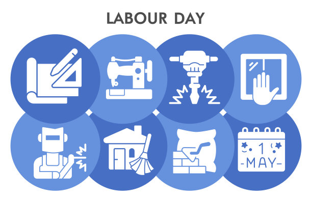 现代劳动节信息图表设计模板与图标。劳动节信息可视化气泡设计在白色背景。创意矢量插图的信息图表。图片下载