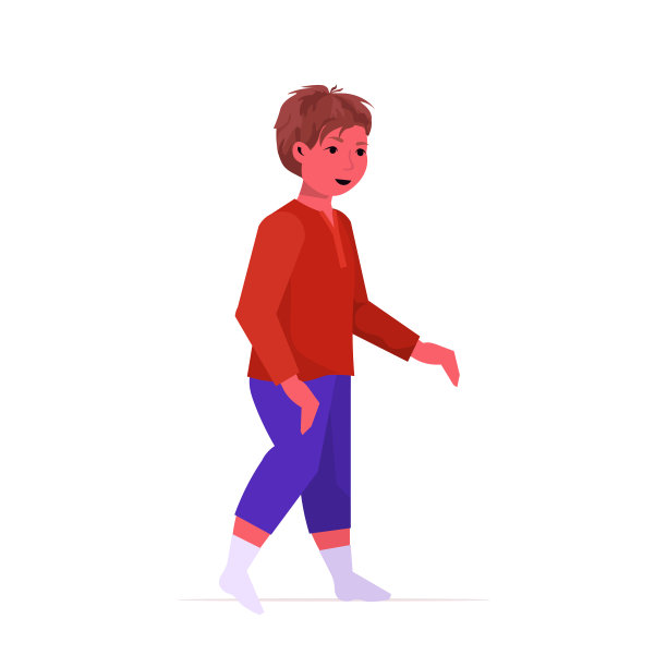 美丽的棕色头发女孩可爱的孩子站姿女性卡通人物全长图片下载