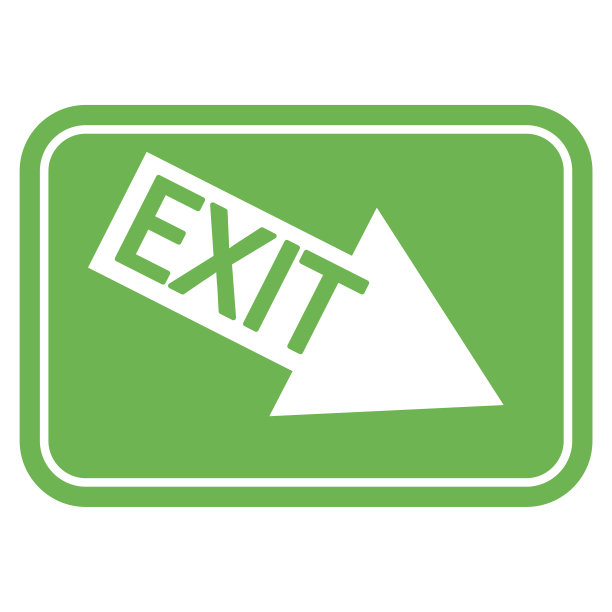 紧急出口向下。保护的象征。火象星座。信息图标矢量。股票的形象。每股收益10。图片下载