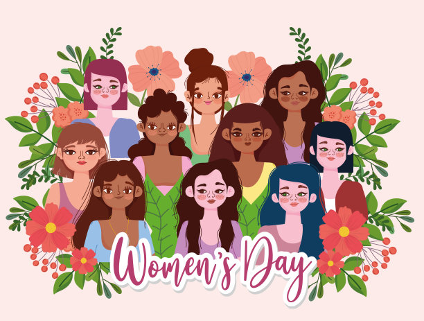 妇女节组美女花写真花装饰卡图片下载