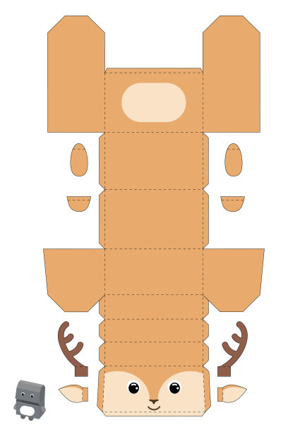 派对喜欢盒子鹿设计的糖果，糖果，小礼物，面包房。包装模板，任何用途的伟大设计，生日，婴儿送礼会。矢量插图。图片下载