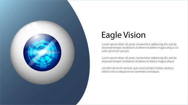 数字眼睛横幅为眼科诊所或监控系统的网站。蓝色瞳孔中有圆圈的数字。矢量插图。图片下载