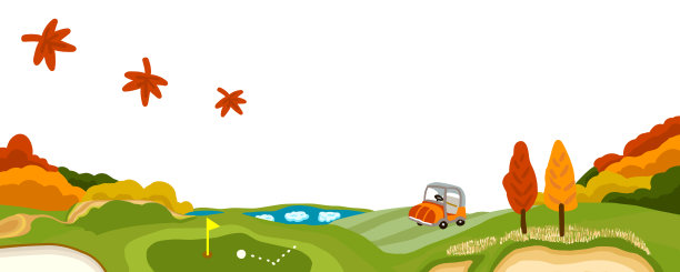 秋叶飞舞的秋叶，高尔夫球场的秋景图片下载