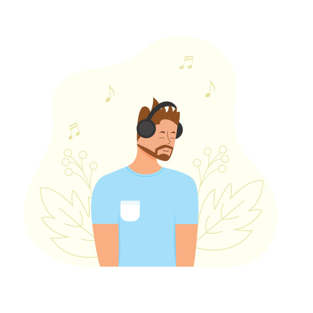戴耳机听音乐的男人，在线音乐概念图片下载