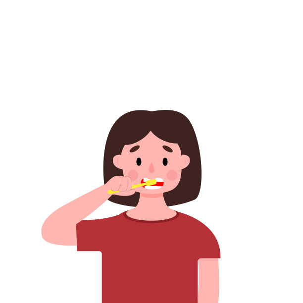 这个女孩正在刷牙。口腔卫生。时间表。矢量图形。图片下载