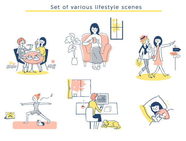 女性生活方式场景设置图片下载
