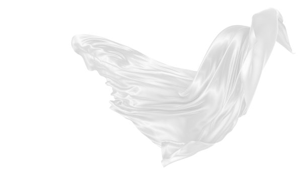 美丽流畅的白色波浪丝或缎子织物。3 d渲染图像。图片下载