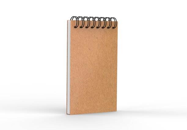 空白纸板记事本模型的设计和广告。画板与弹簧和自由复制空间模板在孤立的白色背景。三维演示图片下载