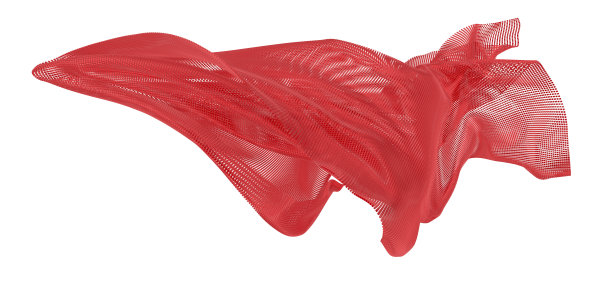 美丽流动的彩色颗粒。由小方块组成的红色波浪形状。3 d渲染图像。图片下载