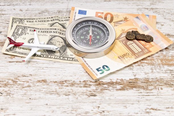 欧元和美元，指南针，摩托车和飞机图片下载