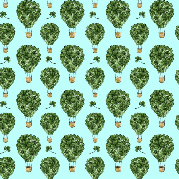 飞行气球用三叶草叶子做成的图案图片下载
