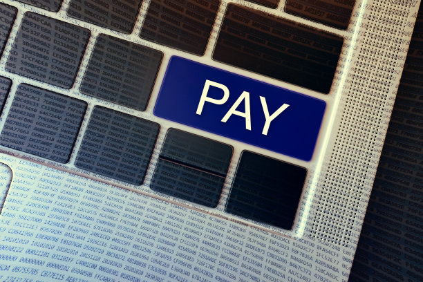 薪酬的概念。字印在键盘键上，用蓝色高亮显示。图片下载