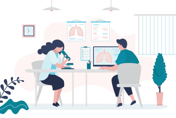 肺科医生识别肺部疾病。医务人员用设备检查肺部。呼吸器官在笔记本电脑屏幕上图片下载