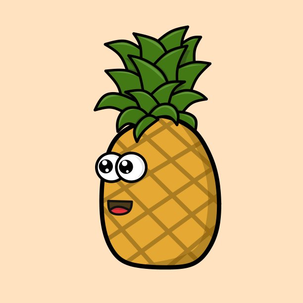 非常可爱的黄色菠萝矢量标志设计图片下载