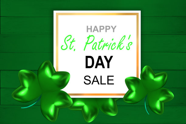 三叶草，三叶草，圣帕特里克节的象征，爱尔兰文化，绿色浪漫的背景设计师，明信片，销售广告图片下载