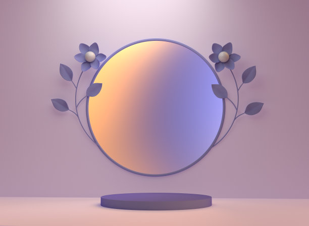 五颜六色的t台，有鲜花和镜子图片下载