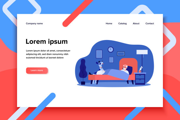 老人和他的宠物一起躺在床上图片下载