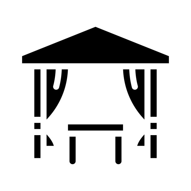 帐篷与桌子吃字形图标矢量插图图片下载