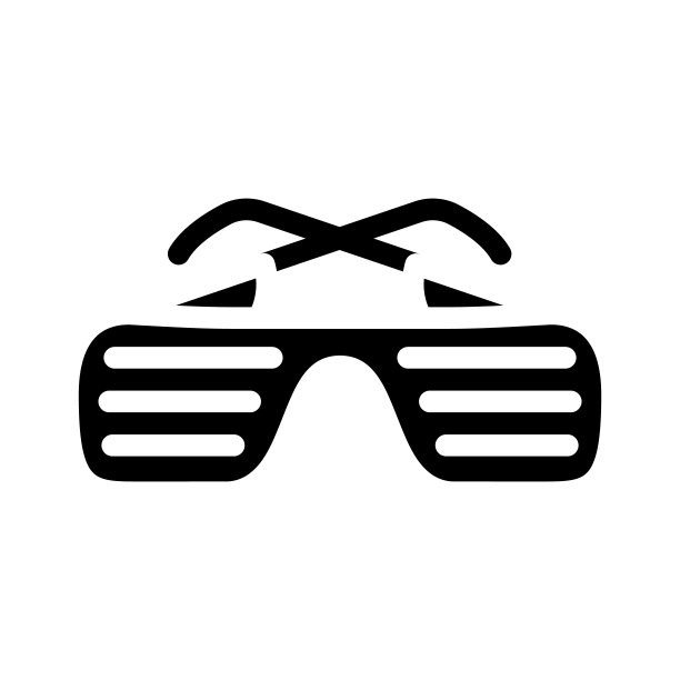 太阳镜说唱歌手时尚配件字形图标矢量插图图片下载