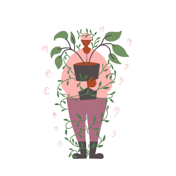房子植物爱好者概念手绘矢量花图片下载