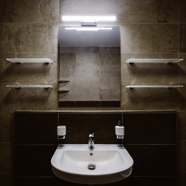 浴室部分设有洗脸盆和浴室设备图片下载