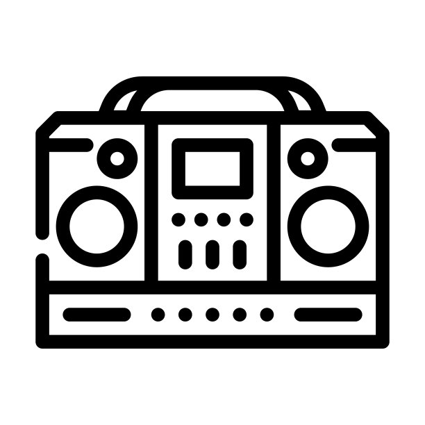 音乐播放器线图标矢量插图平坦图片下载