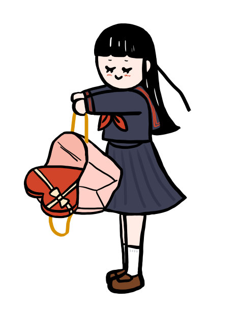 情人节练习女学生紧张地传递手工制作的最喜欢的巧克力图片下载