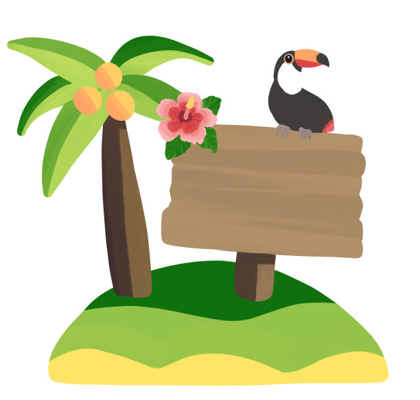 棕榈树岛和招牌的热带形象图片下载