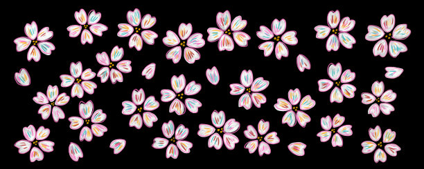 霓虹笔樱花旗帜夜樱花图片下载