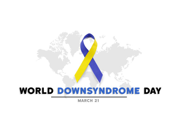 世界唐氏综合症日的蓝黄丝带图片下载