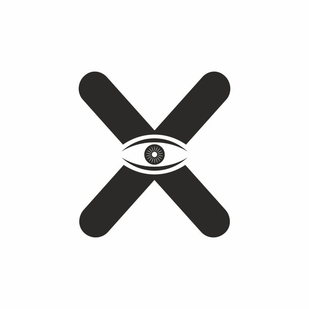 黑色X首字母与眼睛标志模板为您的商业目的图片下载