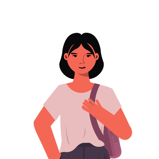 快乐的小女孩穿着休闲时尚的服装，女性卡通人物肖像孤立图片下载