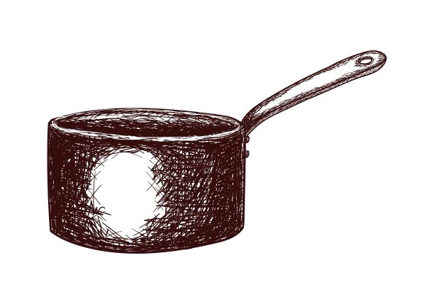 炖锅素描，轮廓画孤立在白色背景图片下载