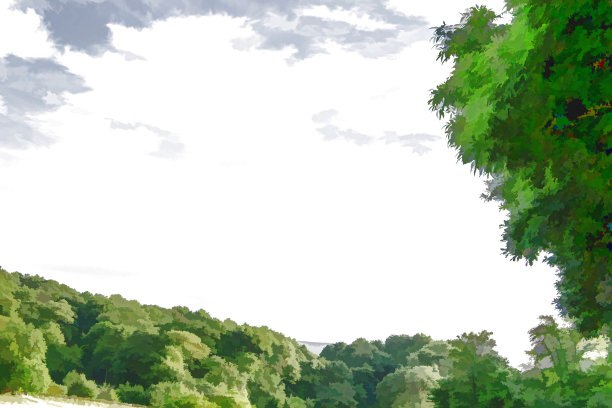 数字插图夏季风景风景图片下载