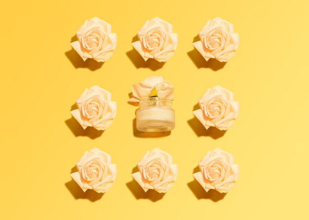 自然面部化妆品平躺照片简约风格图片下载