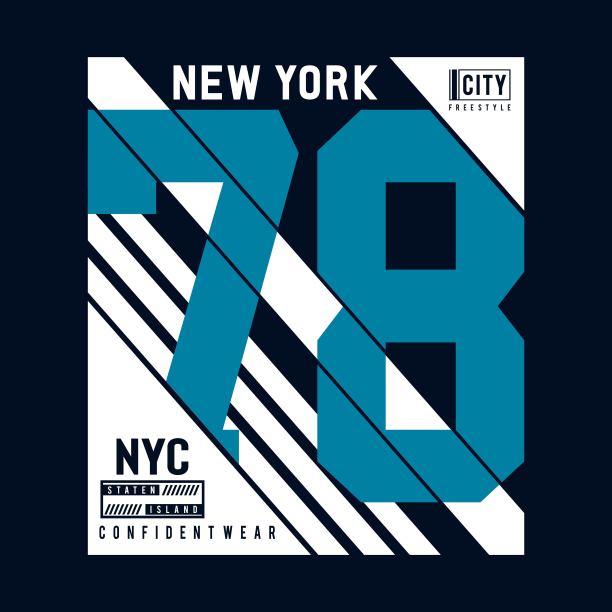 纽约城市排版设计，t恤t恤图形图片下载