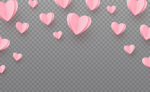 在透明的背景上温柔的粉红色的心图片下载