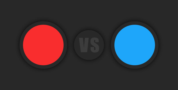 对比信息图VS运动信息板，蓝色和红色的圆形信息栏，比较产品面板的形态风格图片下载