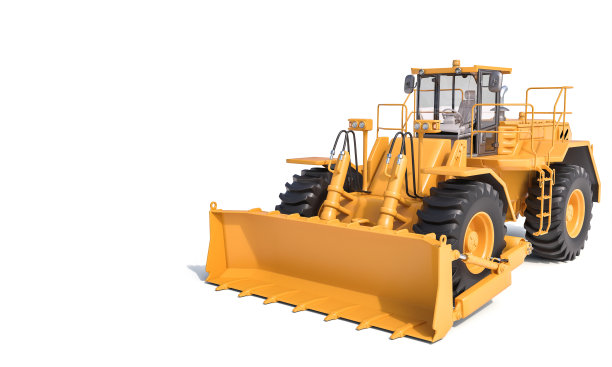 白色背景上的大推土机。图片下载