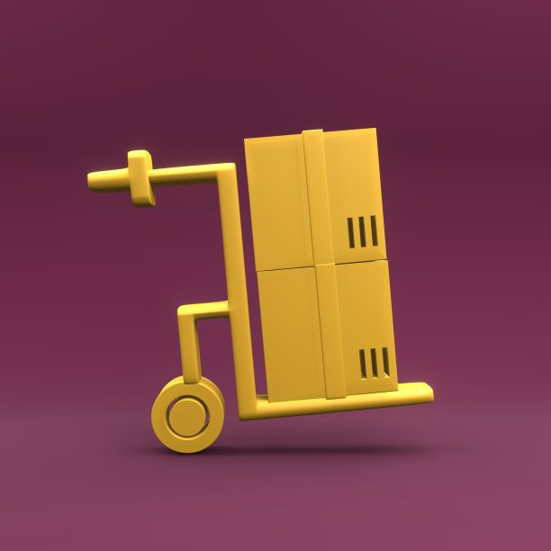 3 d手推车图标。3d渲染手推车图标。独立的3d物流图标。3d手摇卡车图标图片下载
