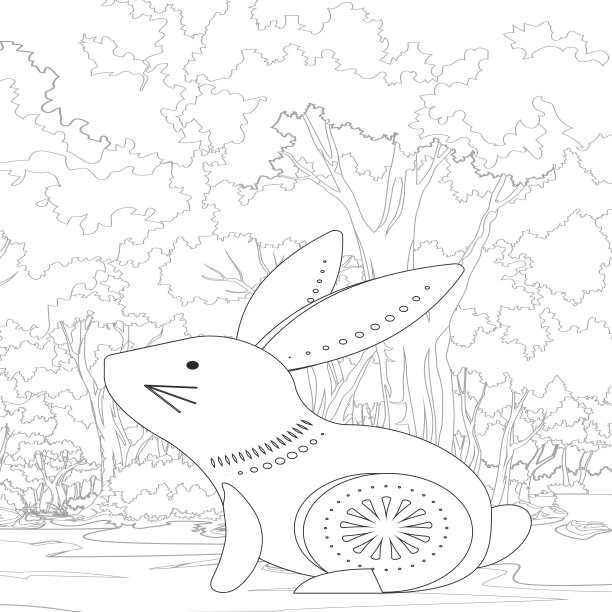 狗涂色书或涂色页黑白卡通图片下载