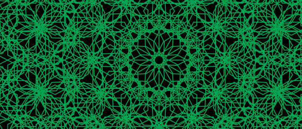 抽象蓝绿光线编织图案，圆形黑色背景。插图数码科技、科学、音乐、现代壁纸照片图片下载