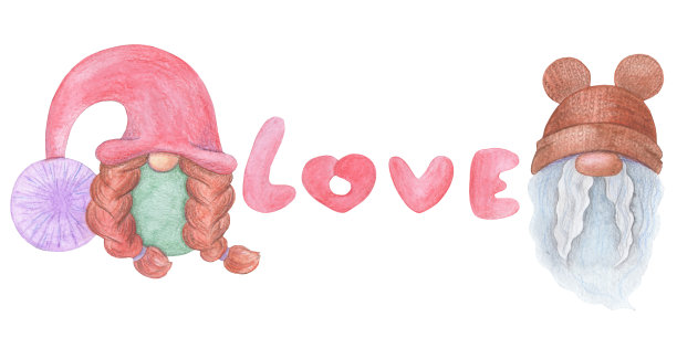 小矮人。插图是用水彩铅笔画的。孤立的形象图片下载