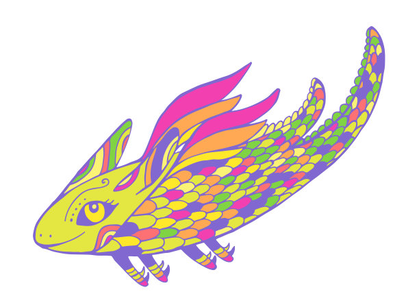 彩色卡通幻想有趣的飞天动物，孤立于白色。图片下载