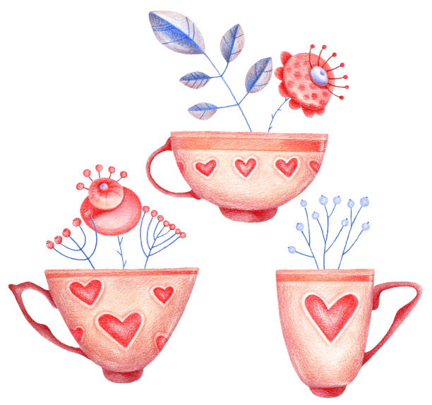 可爱的咖啡杯插图图片下载