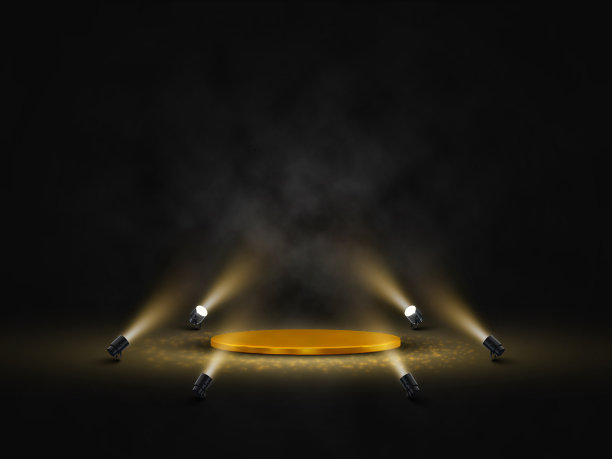 讲台与照明。舞台，领奖台，颁奖典礼现场的聚光灯。矢量图图片下载