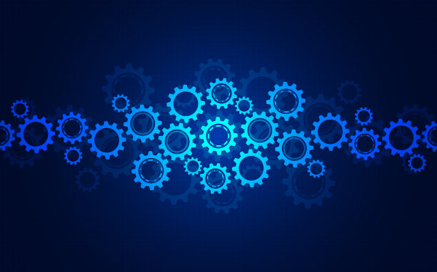 齿轮和齿轮机构。高科技数字技术与工程。抽象的技术背景图片下载