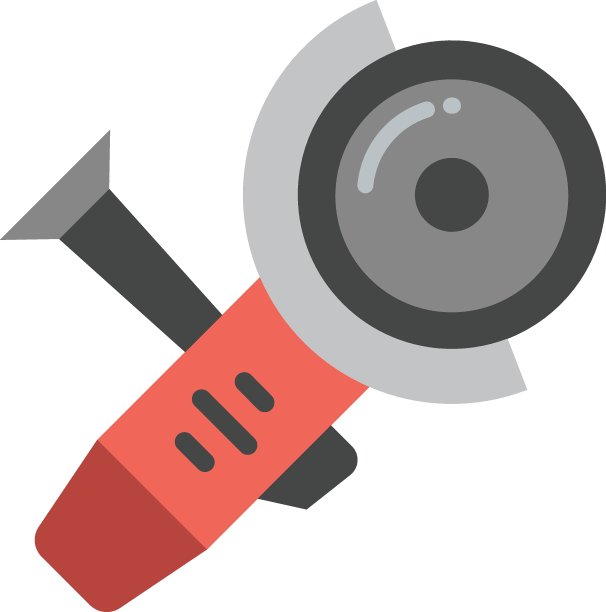 角磨床概念矢量颜色图标设计，电弧焊接设备和金属工作符号的白色背景，建筑和工业制造标志图片下载