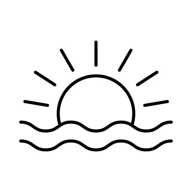 日落或日出图标上的白色背景，矢量插图图片下载